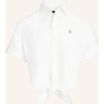 Dámská halenka Polo Ralph Lauren Dámská Cropped Košilová Halenka, bílá, 42
