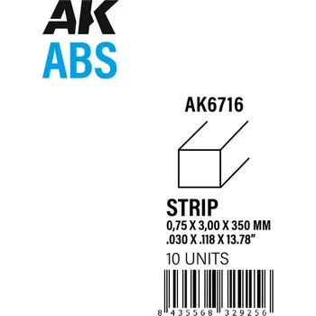 AK Interactive Strips 0.75 x 3.00 x 350mm - ABS STRIP