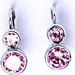 Zlaté náušnice, bílé i žluté zlato, pink zirkony - VE 165 pink (Zlaté náušnice "sněhuláci")