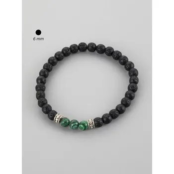 Náramek Prosperk Náramek z minerálů Lávový kámen a Malachit S5326