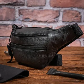 Ledvinka Pánská kožená ledvinka velká XL černá s kapsami na doklady Belveder N3