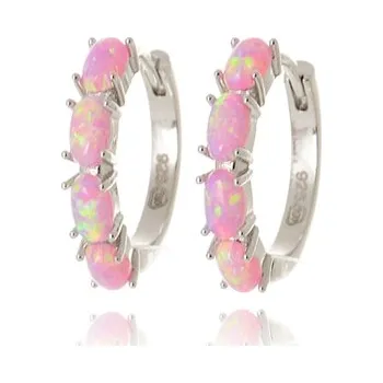 Náušnice Stříbrné náušnice kruhy s růžovými opály JMAS0295PE00