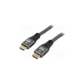 Video kabel Cable HDMI 2.1 HDMI plug,both sides textile 3m black Core Cu
