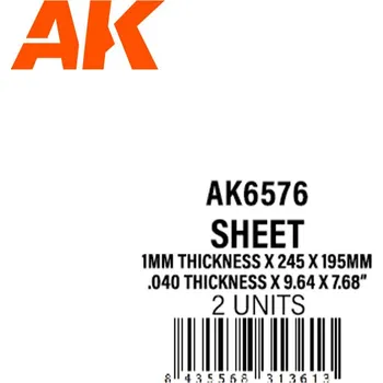 AK Interactive 1mmthickness x 245 x 195mm - STYRENE SHEET