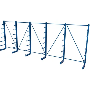 Dílenský regál Svařovaný konzolový regál, jednostranný, stromečkový, 2500×6750×635 mm