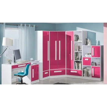 Dětsný nábytek Domel Dětský pokoj Guliver 2 Dvířka Guliver: Růžový lesk, Úchytky Guliver: Červená