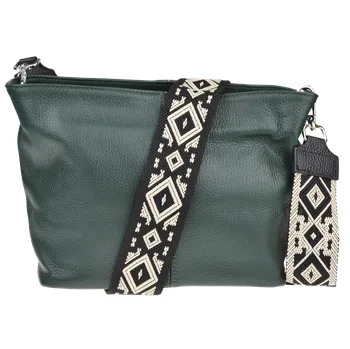 Kabelka NovaKabelka.cz Kožená italská crossbody kabelka Batilda Verde Scura s přídavným popruhem II