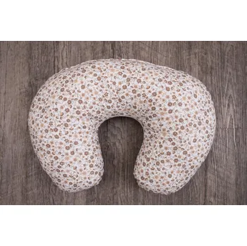 Dekorativní polštářek Podpěrová s.r.o. Polštářek PODKOVA HNĚDÉ KYTIČKY světlé