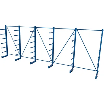 Dílenský regál Svařovaný konzolový regál, jednostranný, rovnoramenný, 2500×6750×635 mm