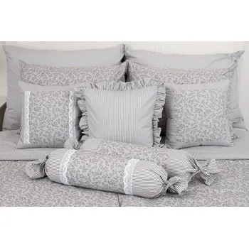 Povlečení Podpěrová s.r.o. Krepové povlečení LATA ŠEDÁ / ŠEDÝ PROUŽEK Velikost: 200x220 cm (1 ks), 70x90 cm (2 ks) ŠEV na peřině