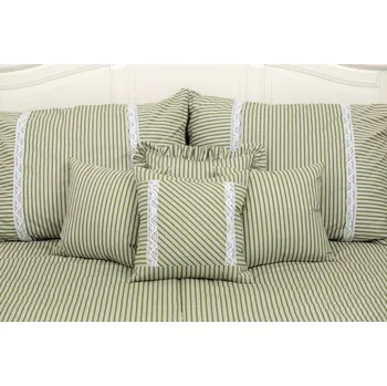Bytový textil Podpěrová s.r.o. Povlak na polštářek ZELENÝ PROUŽEK prošívaný Velikost: Povlak prošívaný krep s krajkou 40x40 cm