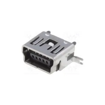 Elektrická zásuvka Zásuvka USB B mini SMT svislý V USB 2.0 zlacený