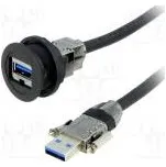 Zásuvka USB 22mm -25÷70°C Ø22,3mm IP20 černá Dél 3m