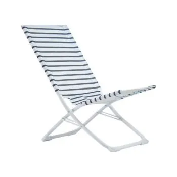 Zahradní židle, sada 5 ks, skládací židle, černobílé, pruhované - N KARWEI