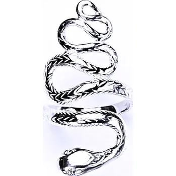 Prsten Zlatý prstýnek had, bílé zlato , čiré zirkony - T 740