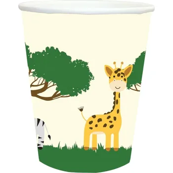 Jednorázové nádobí Narozeninové Kelímky Safari 250ml 6 Ks se zvířátky