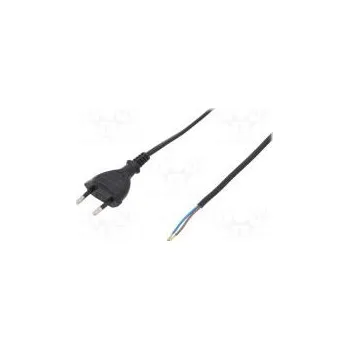Napájecí kabel Kabel CEE 7/16 (C) vidlice,vodiče PVC 2m černá 2x0,5mm2 2,5A