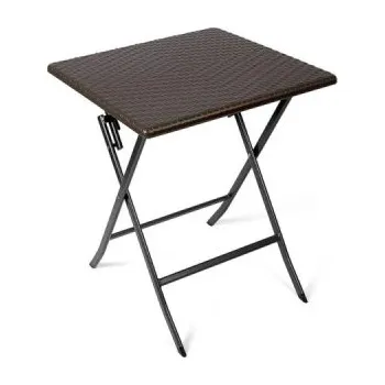 Zahradní nábytek Zahradní stůl VG-4871, skládací, odkládací stolek, kempingový stůl, ratanový vzhled, 61,5 x 61,5 x 73 cm - N VANAGE
