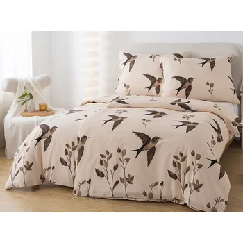Povlečení XPOSE® Vlaštovka hnědé 140 x 200, 70 x 90 cm knoflík