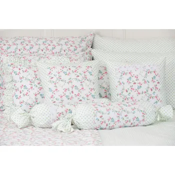 Povlečení Podpěrová s.r.o. Krepové povlečení kytička VIVIANE / zelený puntík negativ Velikost: 200x220 cm (1 ks), 70x90 cm (2 ks) ŠEV na peřině