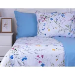 Podpěrová s.r.o. Bavlněné povlečení renforcé LOUKA s modrým proužkem Velikost: 140x200 cm (1 ks), 70x90 cm (1 ks)