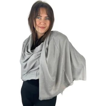 Dámský šátek 90 x 175 cm Jemný vzor 23-10 - světle šedý