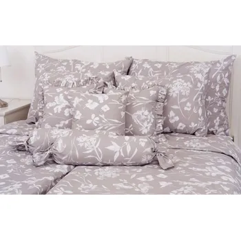 Povlečení Podpěrová s.r.o. Bavlněné povlečení FLORA bílá káva POZ Velikost: 140x220 cm (1 ks), 70x90 cm (1 ks)