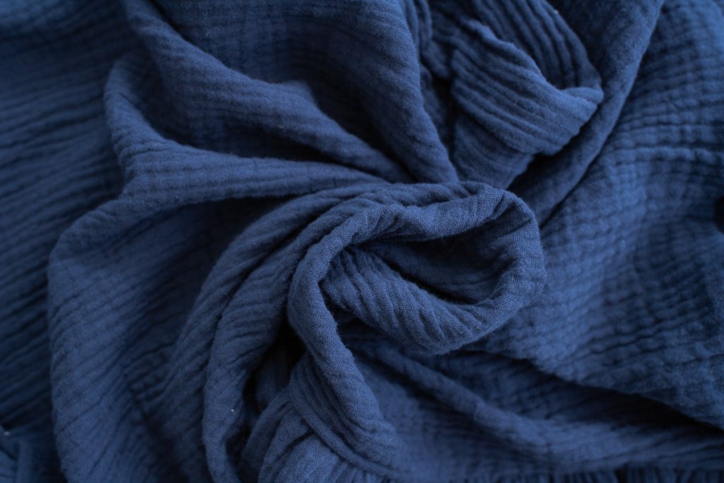 Metráž, MUŠELÍN tmavě modrý NAVY (bm, šíře 155 cm)