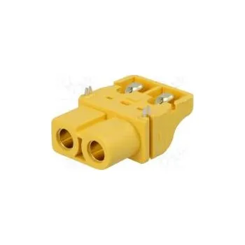 Elektrická zásuvka Zásuvka napájecí DC XT60 zásuvka PIN 2 na PCB SMT žlutá 30A