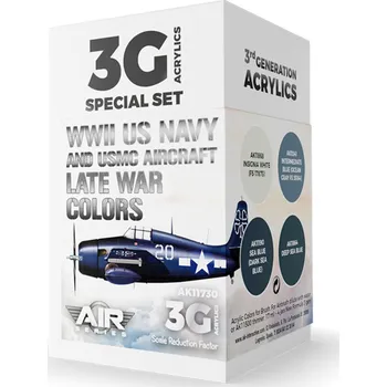 Modelářská barva AK Interactive WWII US Navy & USMC Aircraft Late War Colors SET3G