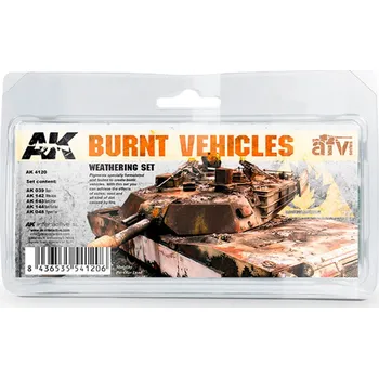 Modelářská barva AK Interactive BURNT VEHICLES SET