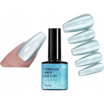 Lak na nehty Hybridní lak na nehty Porcelánové Kočičí Oko Magnetický Moonlight 8ml Č. 8