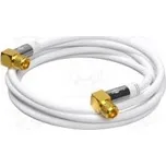 Kabel 75Ω 5m z obou stran,F úhlová zástrčka bílá