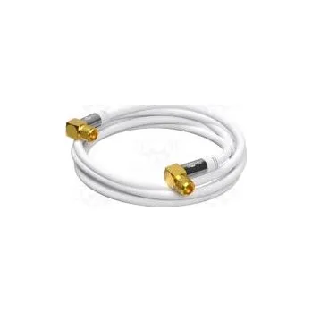 Audio kabel Kabel 75Ω 5m z obou stran,F úhlová zástrčka bílá