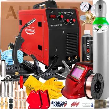 Svářečka POLOAUTOMAT WELDMAN MICRO MIG 200 230V 200A MIG MAG MMA FLUX OCEL HLINÍK