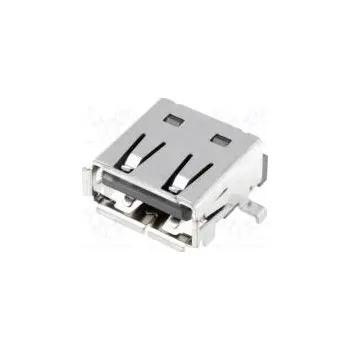 Elektrická zásuvka Zásuvka USB A na PCB SMT PIN 4 vodorovné V USB 2.0 zlacený