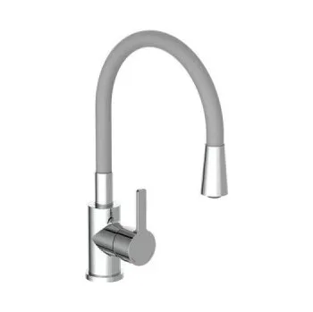 Vodovodní baterie Dřezová baterie Flexo, šedá/chromová, lesklá, páková baterie, otáčení: 360° - N CAMARGUE