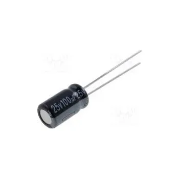 Kondenzátor Kondenzátor elektrolytický THT 100uF 25VDC Ø6,3x11mm ±20%