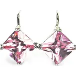 Zlaté náušnice , bílé i žluté zlato , pink zirkon - NK 1260 (zirkon 9x9 mm)