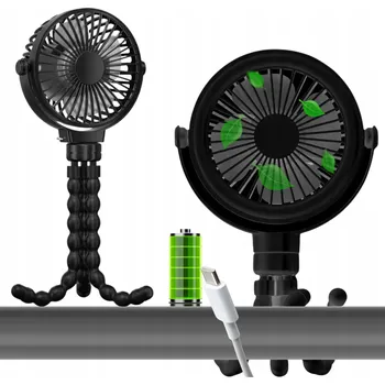 Domácí ventilátor Mini ventilátor GALAXIA Mini přenosný ventilátor 3 režimy Černý Bateriový černý