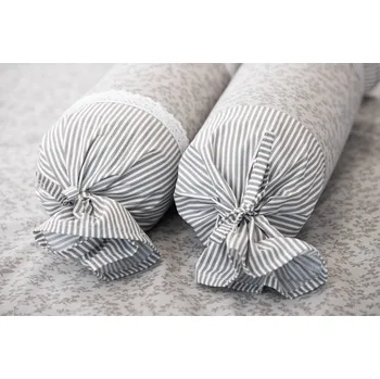 Povlak na dekorativní polštářek Podpěrová s.r.o. Povlak na váleček LATA šedá / pruh Velikost: Povlak na válec s krajkou KREP N