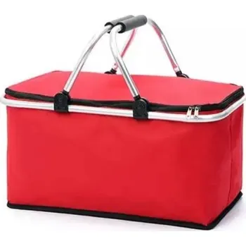 Skládací termo taška se zipem s termo úpravou červená