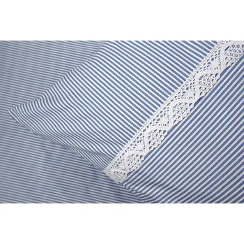 Povlečení Podpěrová s.r.o. Krepové povlečení MODRÝ PROUŽEK drobný s krajkou Velikost: 200x200 (1x), 70x90 cm krajka (2x) ŠEV na peřině