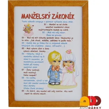 Obraz Obrázek Manželský zákoník 22 x 17 cm (Vtipná cedulka na zeď)