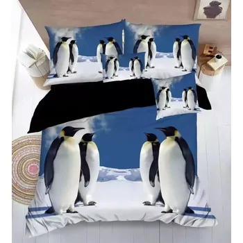 Povlečení TOTÁLNÍ MASAKR CEN ! SADA POVLEČENÍ S 3D EFEKTEM - TUČŇÁCI - NA 2 POSTELE 140x200/70x90 cm + PROSTĚRADLO ZDARMA !