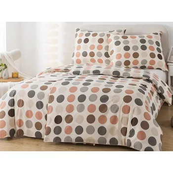 Povlečení XPOSE® Bavlněné povlečení POLKA na dvě lůžka 140x200 cm 70x90 cm Bavlna Hnědá 2dílné 140 x 200, 70 x 90 cm knoflík