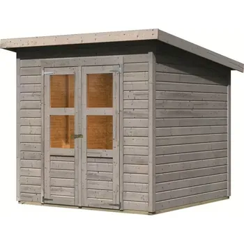 Zahradní domek KARIBU HOLZTECHNIK Dřevěný domek KARIBU MERSEBURG 4 (8241) světle šedý LG4436