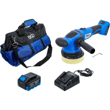 Příslušenství k nářadí BGS 7394, Sada akumulátorové excentrické leštičky | bezuhlíková | 18 V | s akumulátorem a rychlonabíječkou