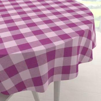 ubrus Bavlněný kulatý ubrus Olivia OL-021 Fialová kostka velká Ø 100 cm