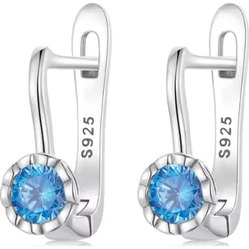 Náušnice For Silver Dámské uzavřené náušnice s modrým zirkonem - Stříbro 925
